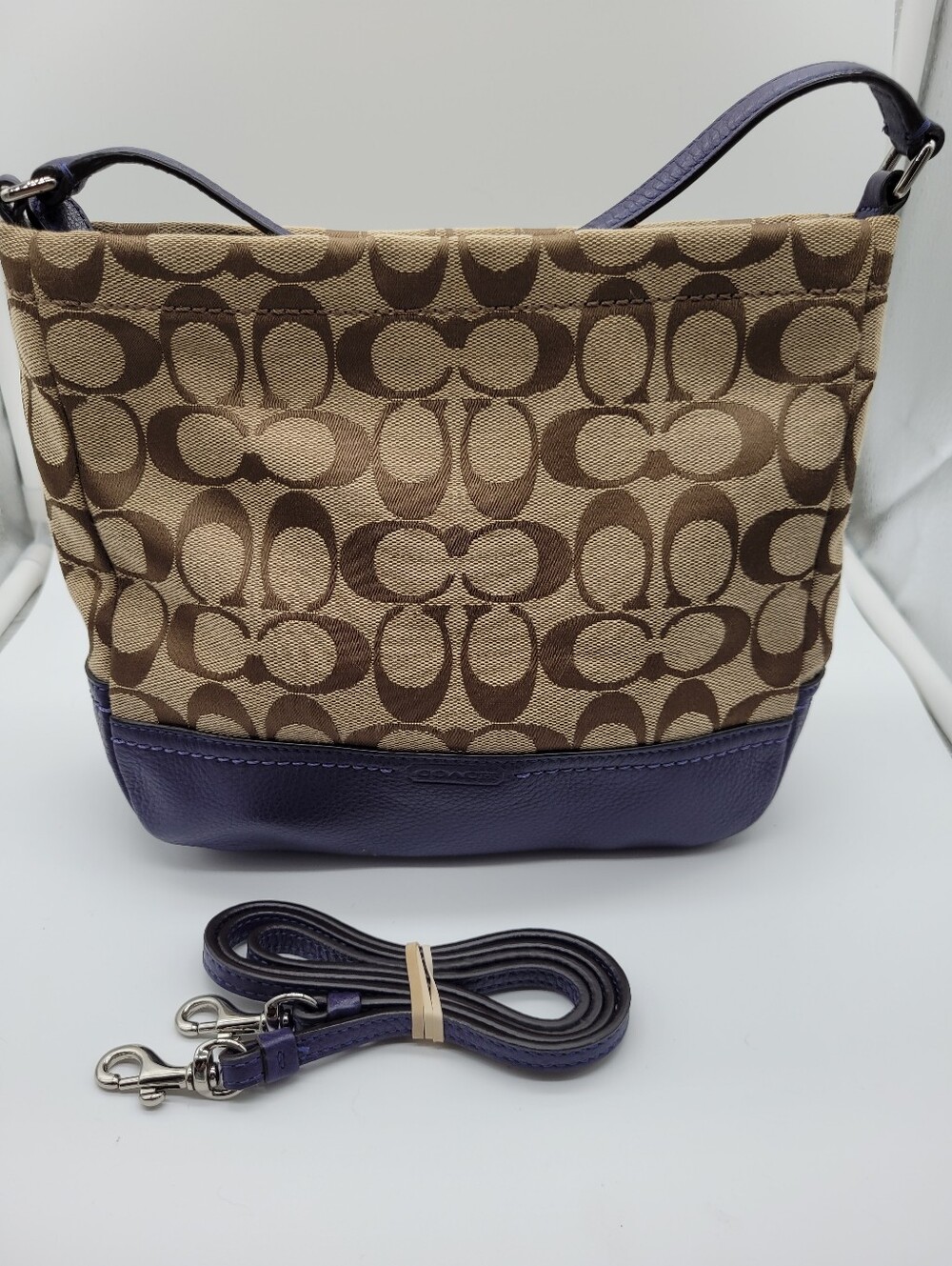 COACH Park Signature Hobo Crossbody Bag Khaki Purple